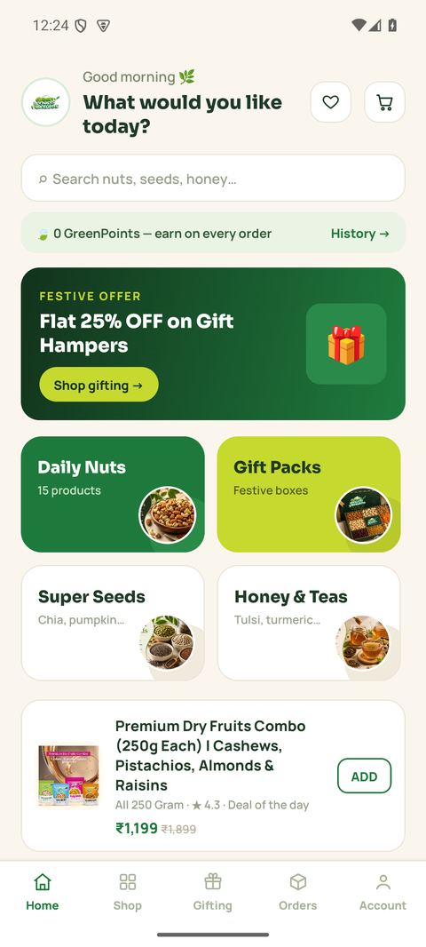 Green Mounts Ventures home screen