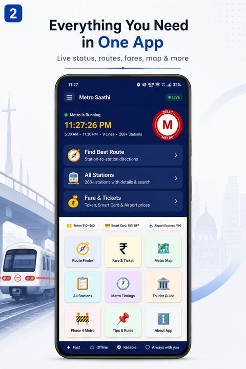 Metro Saathi home screen